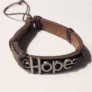 Men's bracelet leather braided hope new d72